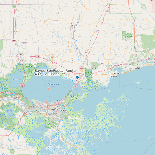 Map of Bayou BonFouca, Route 433, Louisiana Tide Prediction Station