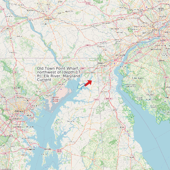 Old Town Point Wharf, northwest of (depth 17 ft), Elk River, Maryland Current map