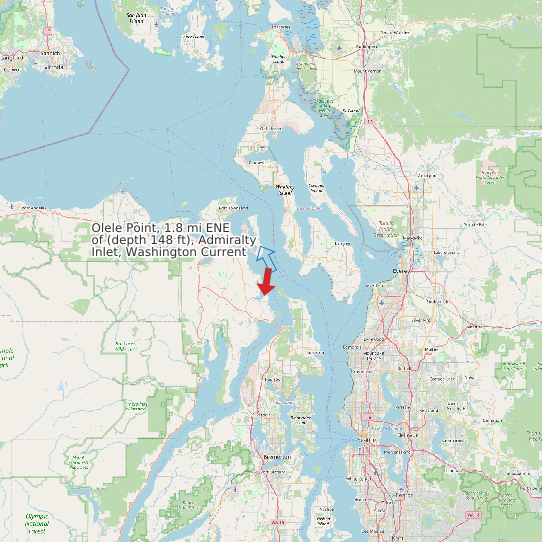 Olele Point, 1.8 mi ENE of (depth 148 ft), Admiralty Inlet, Washington Current map