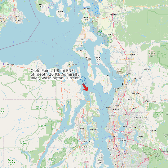 Map of Olele Point, 1.8 mi ENE of (depth 20 ft), Admiralty Inlet, Washington Current Prediction Station