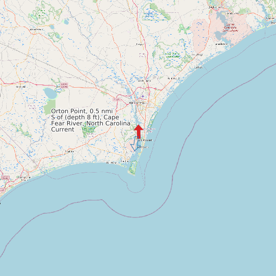 Orton Point, 0.5 nmi S of (depth 8 ft), Cape Fear River, North Carolina Current map