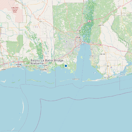 Map of Bayou La Batre Bridge, Alabama Tide Prediction Station