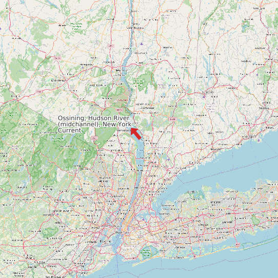 Map of Ossining, Hudson River (midchannel), New York Current Prediction Station