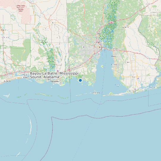 Map of Bayou La Batre, Mississippi Sound, Alabama Tide Prediction Station