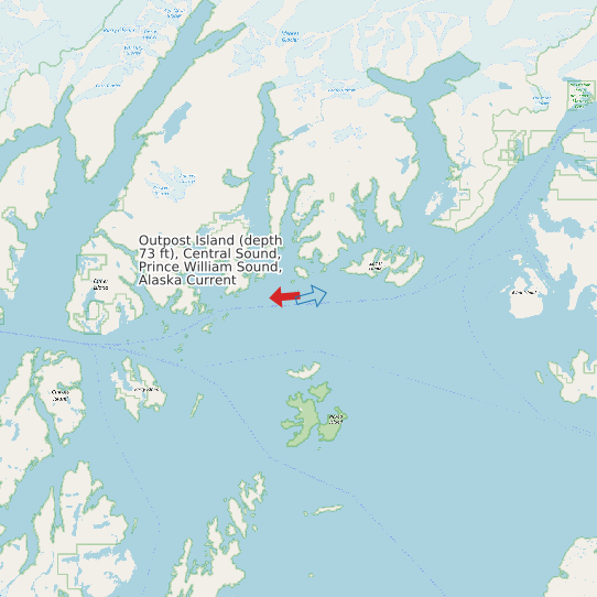 Outpost Island (depth 73 ft), Central Sound, Prince William Sound, Alaska Current map