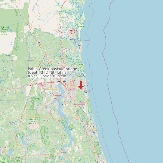 Pablo Creek bascule bridge (depth 3 ft), St. Johns River, Florida Current map