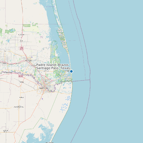 Padre Island, Brazos Santiago Pass, Texas map