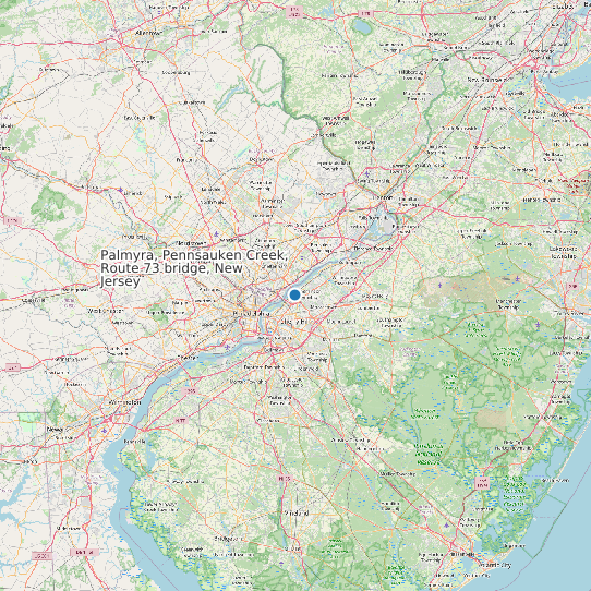Map of Palmyra, Pennsauken Creek, Route 73 bridge, New Jersey Tide Prediction Station