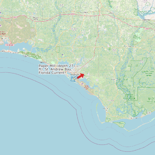 Paper Mill (depth 27 ft), St. Andrew Bay, Florida Current map