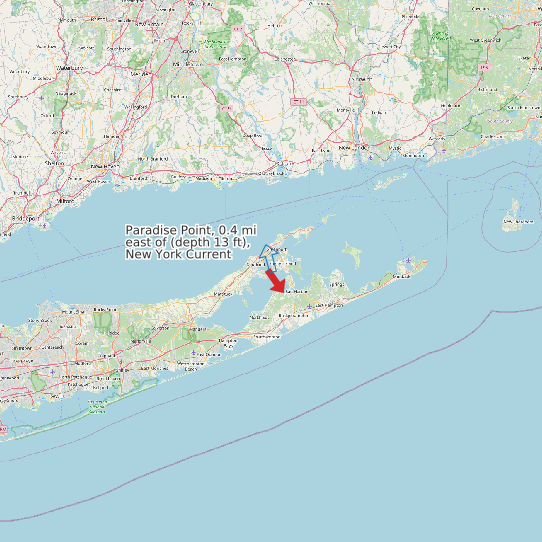 Paradise Point, 0.4 mi east of (depth 13 ft), New York Current map