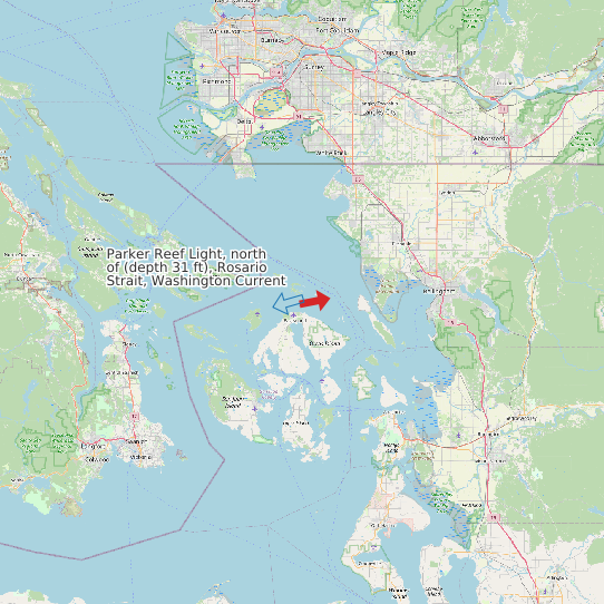 Parker Reef Light, north of (depth 31 ft), Rosario Strait, Washington Current map