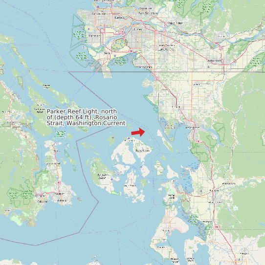 Parker Reef Light, north of (depth 64 ft), Rosario Strait, Washington Current map