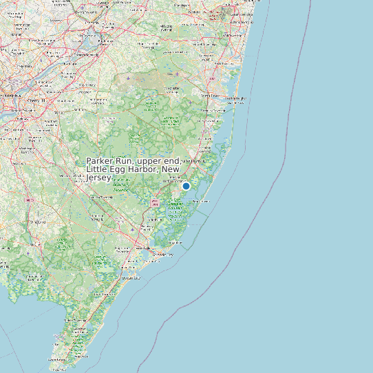 Map of Parker Run, upper end, Little Egg Harbor, New Jersey Tide Prediction Station