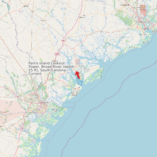 Parris Island Lookout Tower, Broad River (depth 15 ft), South Carolina Current map