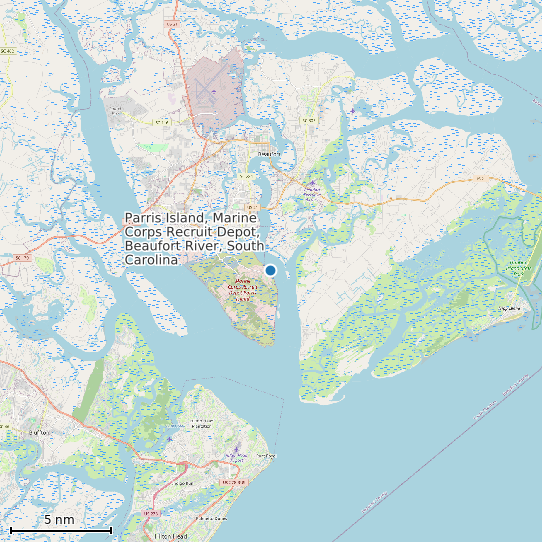 Map of Parris Island, Marine Corps Recruit Depot, Beaufort River, South Carolina Tide Prediction Station