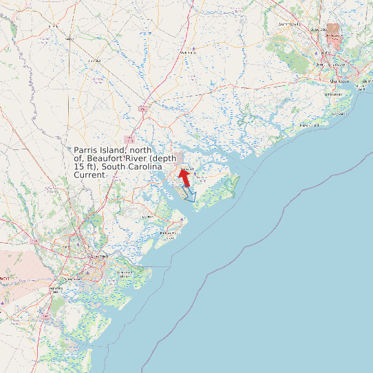 Parris Island, north of, Beaufort River (depth 15 ft), South Carolina Current map