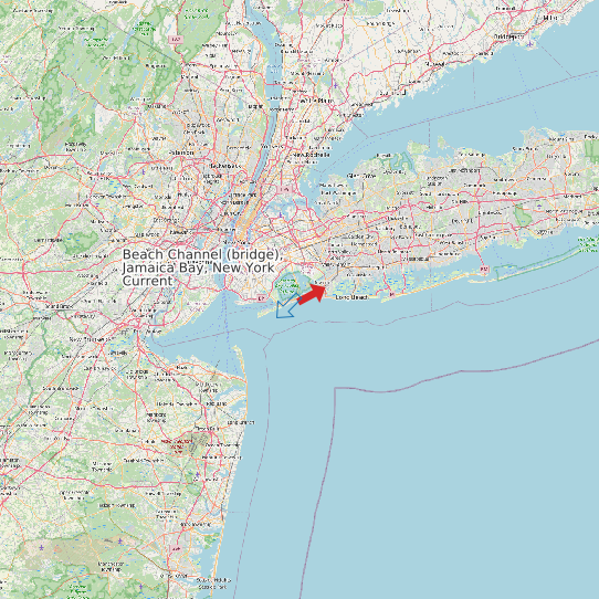 Map of Beach Channel (bridge), Jamaica Bay, New York Current Prediction Station