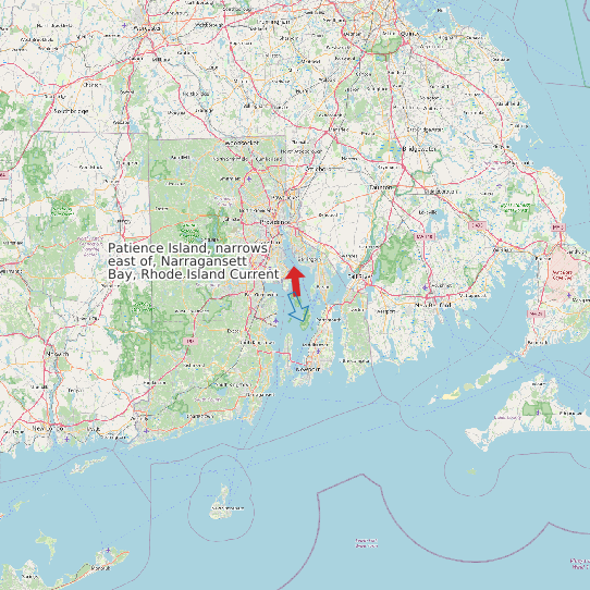 Map of Patience Island, narrows east of, Narragansett Bay, Rhode Island Current Prediction Station