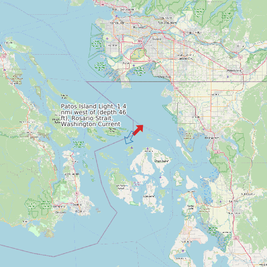 Patos Island Light, 1.4 nmi west of (depth 46 ft), Rosario Strait, Washington Current map