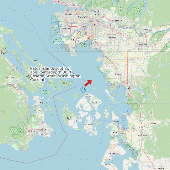 Patos Island, south of Toe Point (depth 30 ft), Rosario Strait, Washington Current map