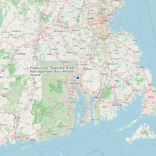 Map of Pawtucket, Seekonk River, Narragansett Bay, Rhode Island Tide Prediction Station