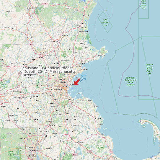 Pea Island, 0.4 nmi southeast of (depth 25 ft), Massachusetts Current map