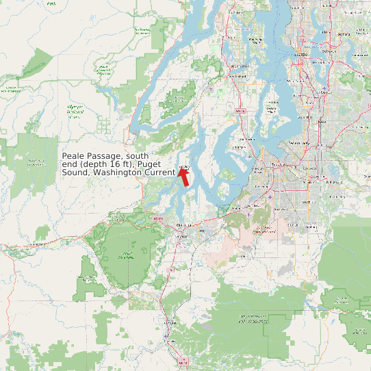 Map of Peale Passage, south end (depth 16 ft), Puget Sound, Washington Current Prediction Station
