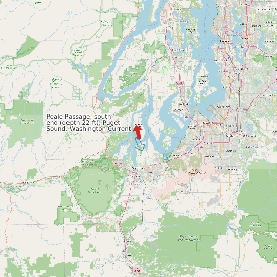 Map of Peale Passage, south end (depth 22 ft), Puget Sound, Washington Current Prediction Station