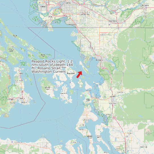 Peapod Rocks Light, 1.2 nmi south of (depth 144 ft), Rosario Strait, Washington Current map