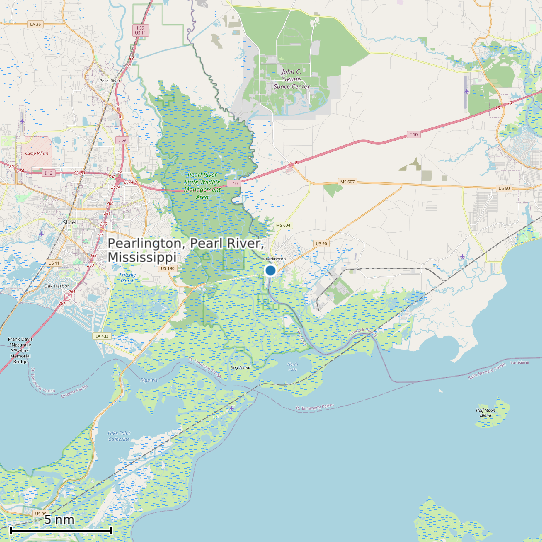 Map of Pearlington, Pearl River, Mississippi Tide Prediction Station
