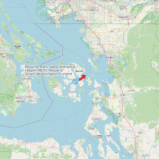 Map of Peavine Pass, west entrance (depth 48 ft), Rosario Strait, Washington Current Prediction Station