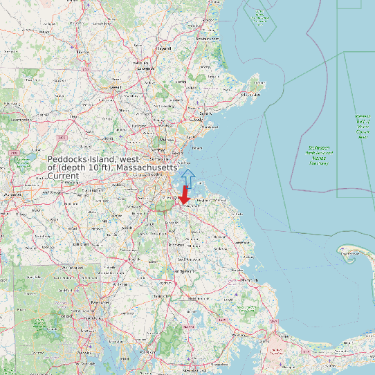 Map of Peddocks Island, west of (depth 10 ft), Massachusetts Current Prediction Station