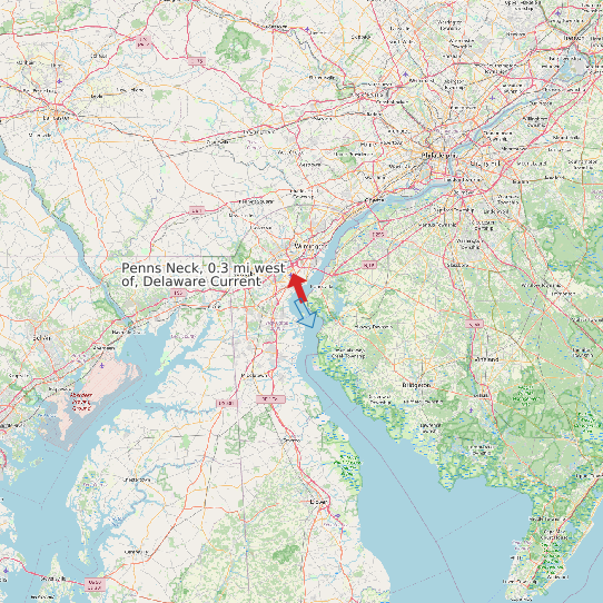 Map of Penns Neck, 0.3 mi west of, Delaware Current Prediction Station