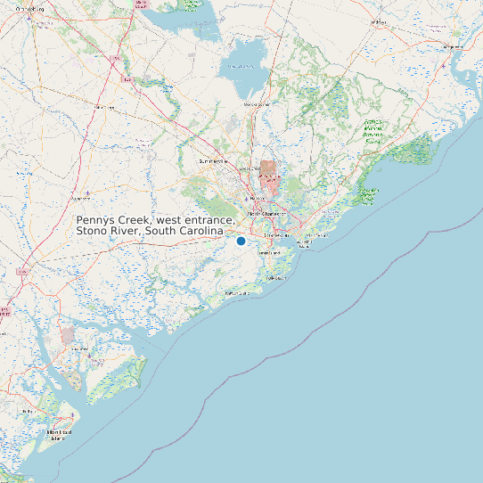Map of Pennys Creek, west entrance, Stono River, South Carolina Tide Prediction Station