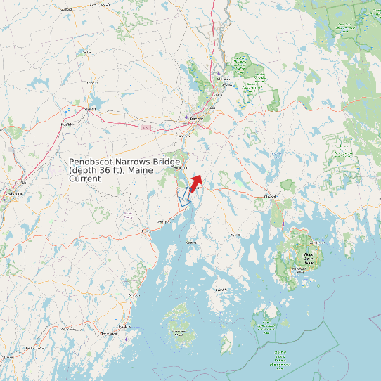 Penobscot Narrows Bridge (depth 36 ft), Maine Current map