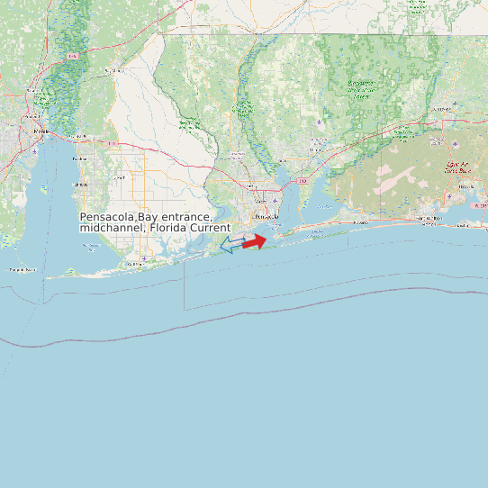 Pensacola Bay entrance, midchannel, Florida Current map