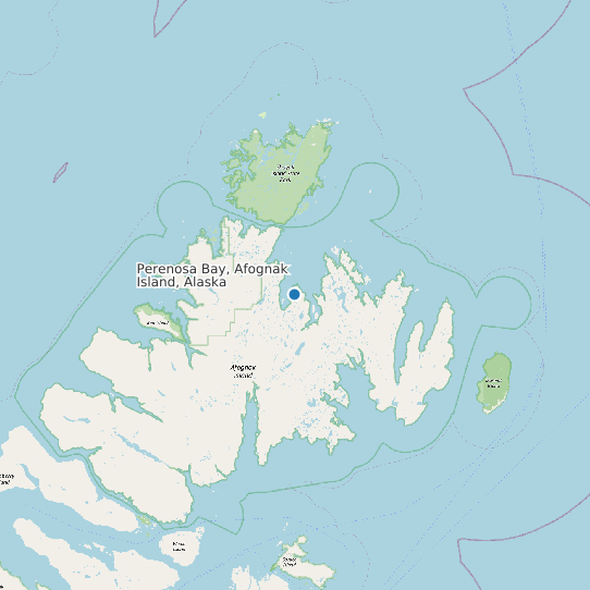 Map of Perenosa Bay, Afognak Island, Alaska Tide Prediction Station