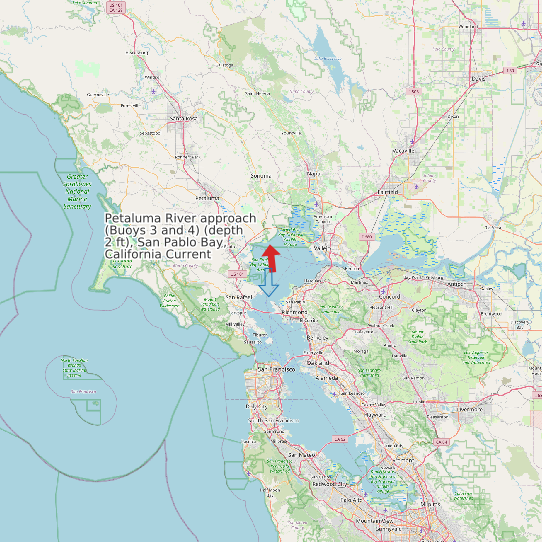 Petaluma River approach (Buoys 3 and 4) (depth 2 ft), San Pablo Bay, California Current map