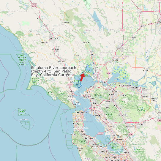 Petaluma River approach (depth 4 ft), San Pablo Bay, California Current map
