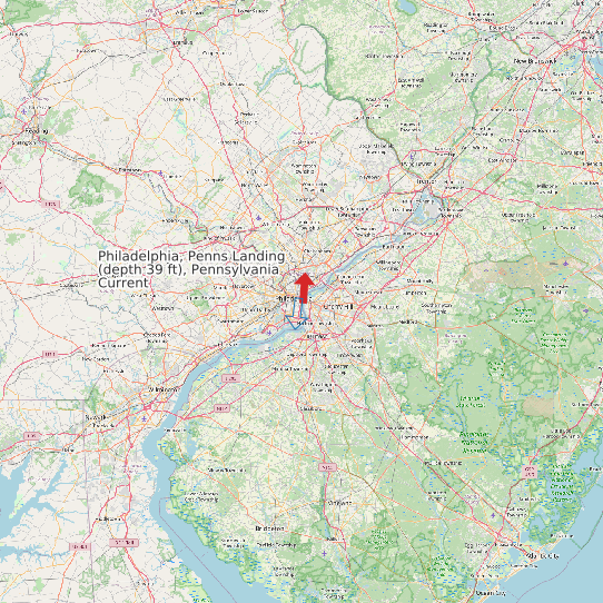 Philadelphia, Penns Landing (depth 39 ft), Pennsylvania Current map