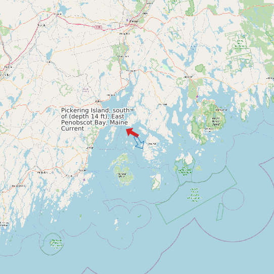 Pickering Island, south of (depth 14 ft), East Penobscot Bay, Maine Current map
