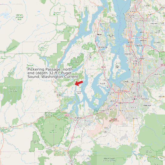 Map of Pickering Passage, north end (depth 32 ft), Puget Sound, Washington Current Prediction Station