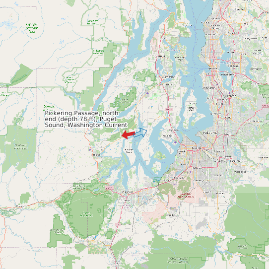 Map of Pickering Passage, north end (depth 78 ft), Puget Sound, Washington Current Prediction Station