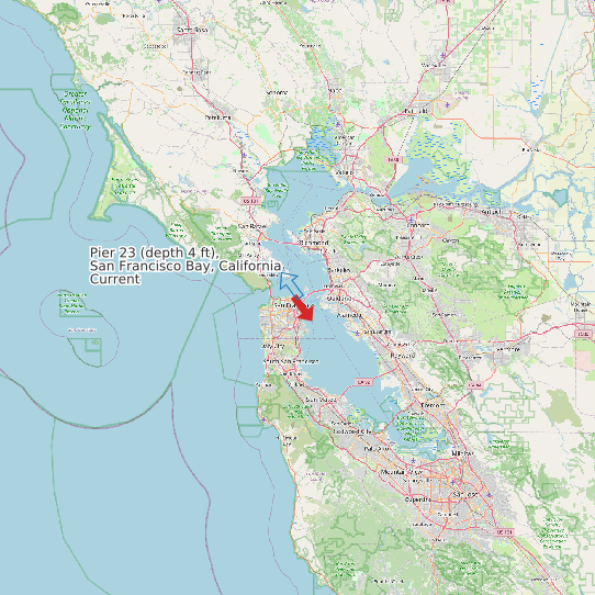 Map of Pier 23 (depth 4 ft), San Francisco Bay, California Current Prediction Station