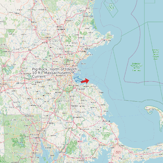 Pig Rock, north of (depth 10 ft), Massachusetts Current map