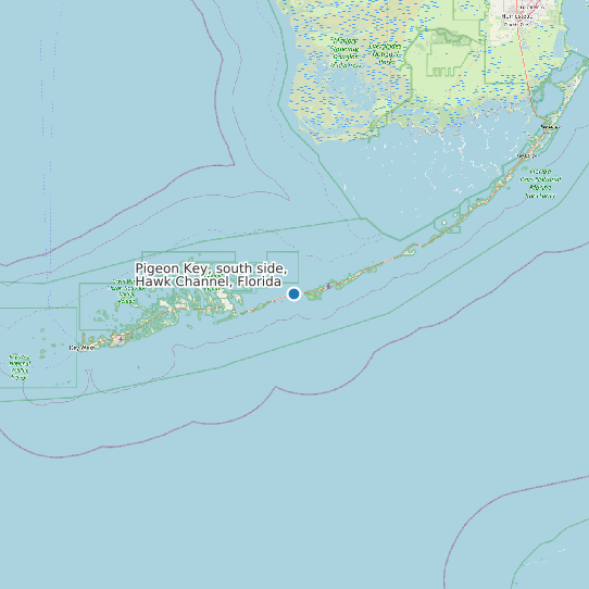Pigeon Key, south side, Hawk Channel, Florida map