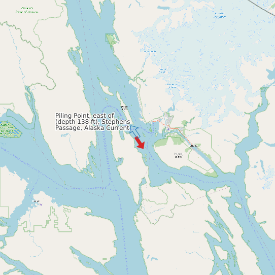 Piling Point, east of (depth 138 ft), Stephens Passage, Alaska Current map