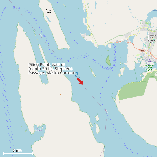 Map of Piling Point, east of (depth 20 ft), Stephens Passage, Alaska Current Prediction Station
