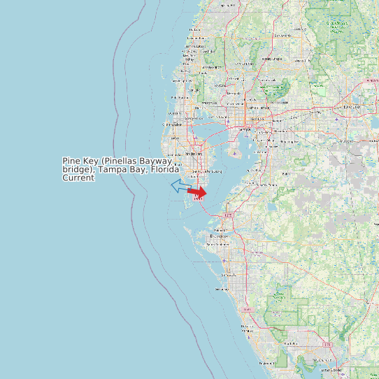 Map of Pine Key (Pinellas Bayway bridge), Tampa Bay, Florida Current Prediction Station