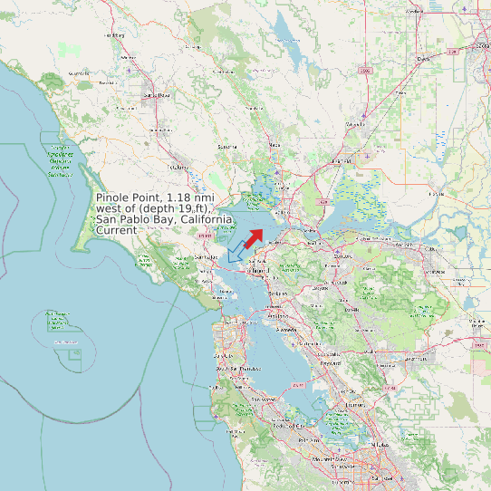 Map of Pinole Point, 1.18 nmi west of (depth 19 ft), San Pablo Bay, California Current Prediction Station